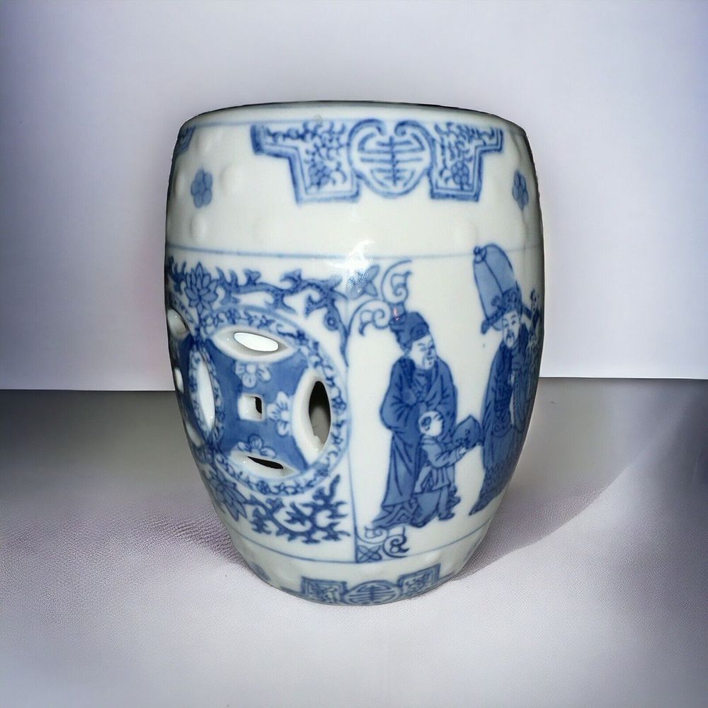 Antique Chinese Small Garden Seat Pierced China Original 6in Tall